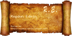 Regdon Edvin névjegykártya
